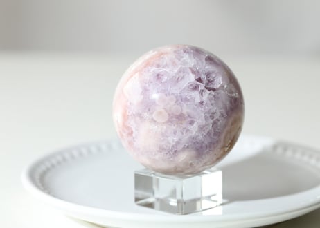 葉月ゆうによる技封入❣️【カルマ体のブロック解放/ハートからの願いを叶える】虹入り アメジスト＆チェリーブロッサムアゲート スフィア
