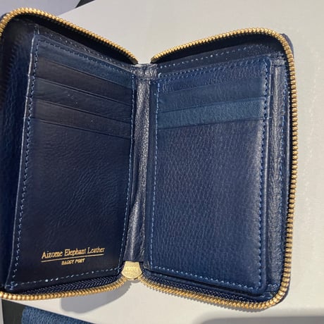AGGY PORT / バギーポート　HRD1001　藍染め×象革 ラウンドファスナー ハーフ財