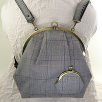 7.0寸 2WAYバッグ（リュック＆ショルダー）グレンチェック　グレー色　※口金：AG