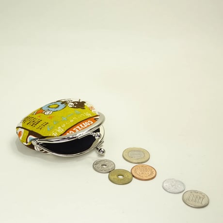2.6寸丸小銭入れ　レトロ看板　黄色③　※口金：N色 丸玉