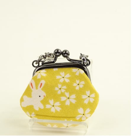 1.2寸豆角　レトロ桜　犬 と うさぎ　黄色　※口金：B色 丸玉