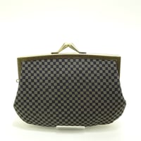 4.3寸角切親子財布　市松　黒色　※口金：AG色