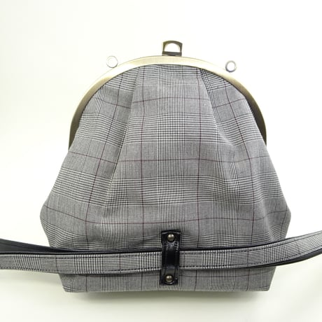 7.0寸 2WAYバッグ（リュック＆ショルダー）グレンチェック　グレー色　※口金：AG