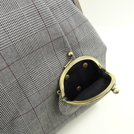 7.0寸 2WAYバッグ（リュック＆ショルダー）グレンチェック　グレー色　※口金：AG