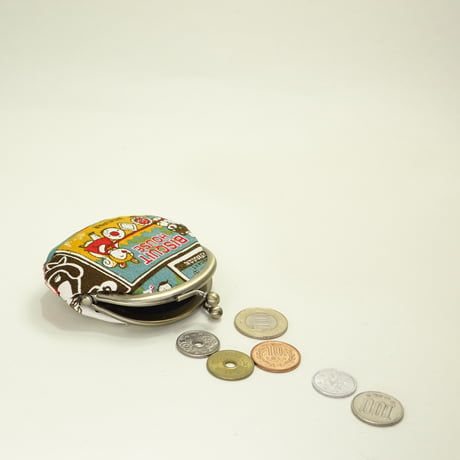 2.6寸丸小銭入れ　レトロ看板　青色②　※口金：AG色 丸玉