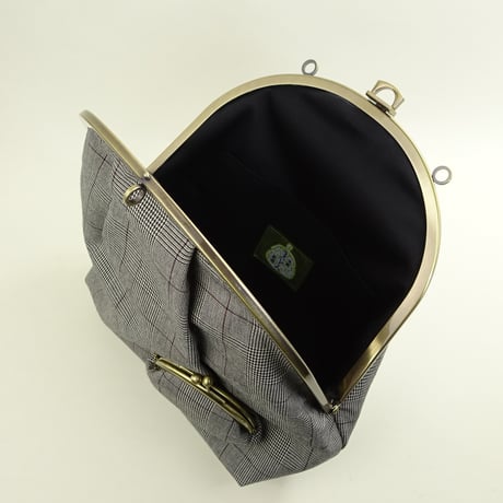 7.0寸 2WAYバッグ（リュック＆ショルダー）グレンチェック　グレー色　※口金：AG