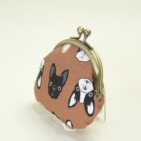 2.6寸丸小銭入れ　フレンチブルドッグ　茶色　※口金：AG色 丸玉