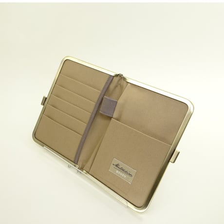 5.6寸角型　マルチケース　帆布（8号）グレージュ色　※口金：AG色