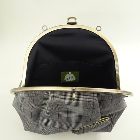 7.0寸 2WAYバッグ（リュック＆ショルダー）グレンチェック　グレー色　※口金：AG