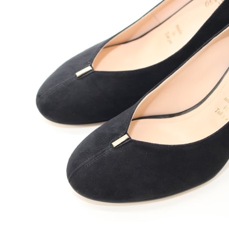 ラウンドセンターモチーフパンプス /Round toe motif pumps (BLACK)