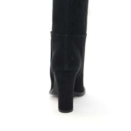 細ラウンドゴールドエッジトリムストレートロングブーツ/Slim round-toe straight tall boots with gold edge trim(BLACKS)