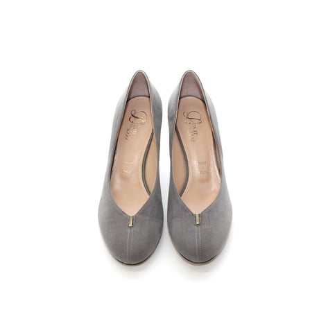 ラウンドセンターモチーフパンプス /Round toe motif pumps (GRAY)