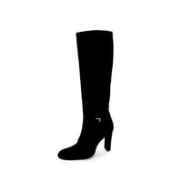 細ラウンドゴールドエッジトリムストレートロングブーツ/Slim round-toe straight tall boots with gold edge trim(BLACKS)
