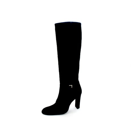 細ラウンドゴールドエッジトリムストレートロングブーツ/Slim round-toe straight tall boots with gold edge trim(BLACKS)