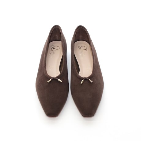 スクエアトゥインヒールバレーシューズ / Square toe hidden heel ballet flatsL0298(DARK BRWON)
