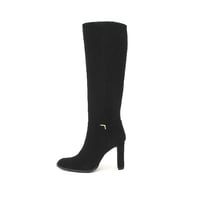 細ラウンドゴールドエッジトリムストレートロングブーツ/Slim round-toe straight tall boots with gold edge trim(BLACKS)