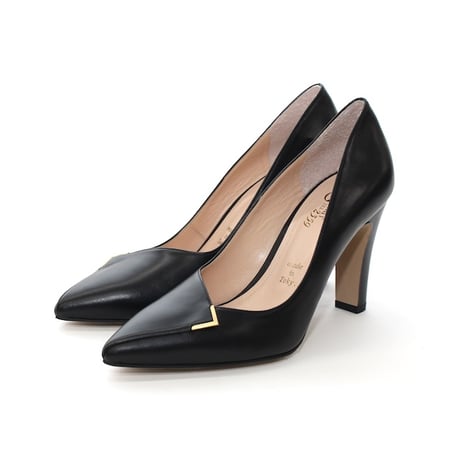 ポインテッドヒールゴールドエッジトリムパンプス/Pointed Heel Gold Edge Trim Pumps L0299(BLACK)