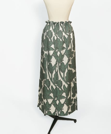S-03 Magnolia Gather Skirt <GREEN Flower> sample