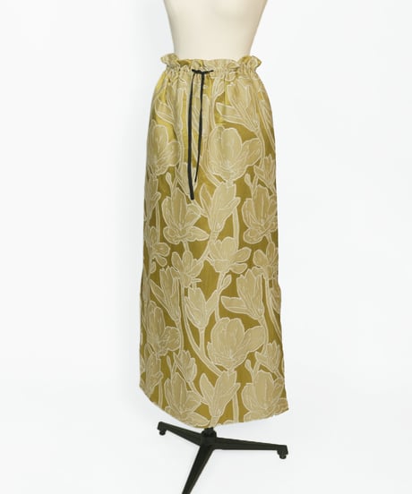S-03 Magnolia Gather Skirt <OLIVE YELLOW Flower> sample