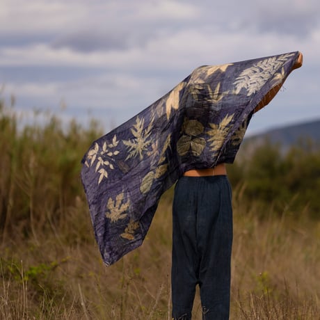 Night forest silk shawl