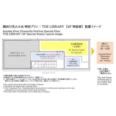 【2名様料金】⑨屋上テラス特設席/(センター席Ⅱ)<2026隅田川花火大会26.7.25限定＞／⑨Special Seat at RF(CenterⅡ)