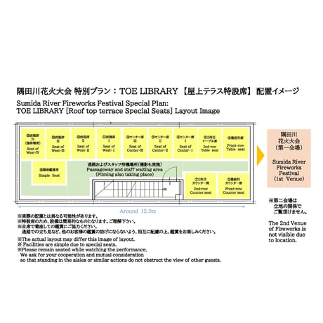 【2名様料金】⑮屋上テラス特設席/(西側席Ⅳ)※臨時増席<2026隅田川花火大会26.7.25限定＞／⑮Special Seat at RF(West Ⅳ)  ※Extra seat