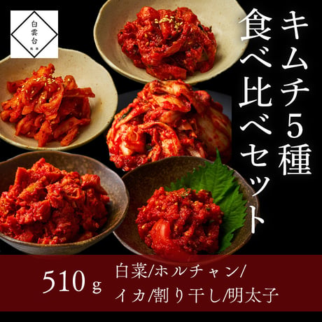 [送料込]キムチ5種食べ比べセット(510g)【白雲台】