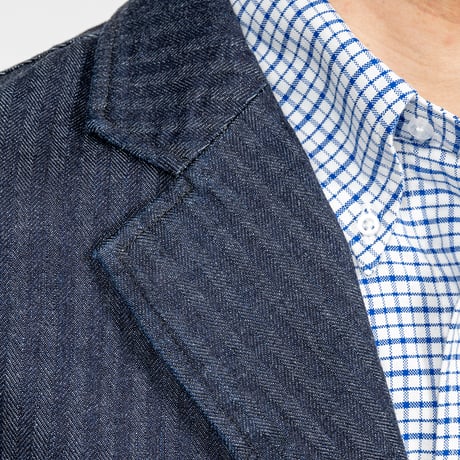 Lounge Jacket, Indigo Herringbone, Size 40