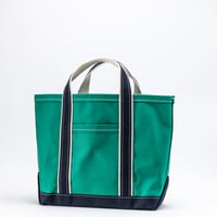 Deluxe Pocket Tote Bag/ Green x Navy Handle/Short