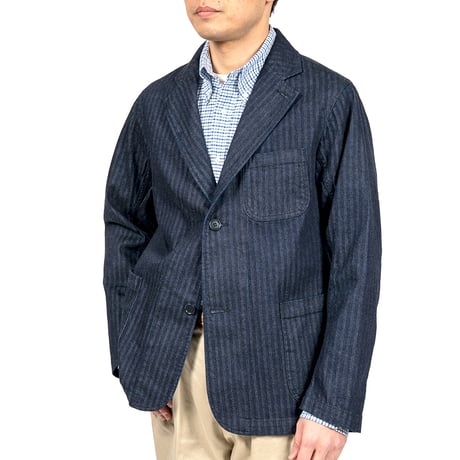 Lounge Jacket, Indigo Herringbone, Size 40