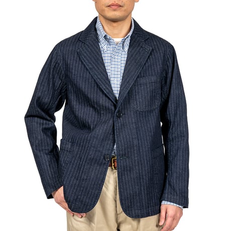 Lounge Jacket, Indigo Herringbone, Size 40