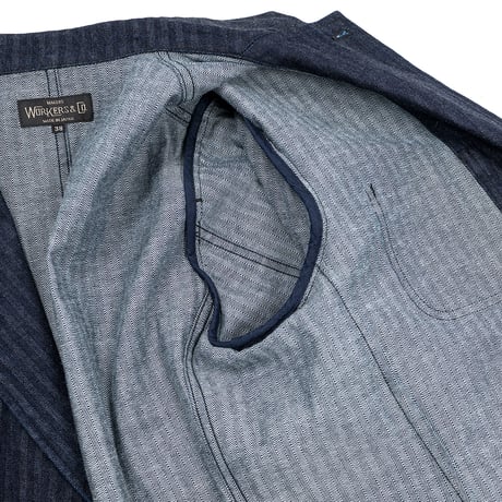 Lounge Jacket, Indigo Herringbone, Size 40