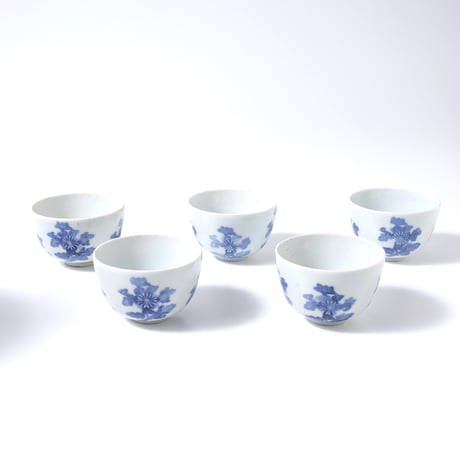 古伊万里 染付紙刷印判花文煎茶碗 五客揃 | LYAN ARTS' Collection o