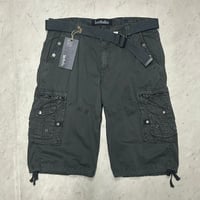 米国仕様 Lee HanTon リーハントン Cargo Shorts  ベルト付き カーゴショートパンツ ビンテージブラック (SJNS67)