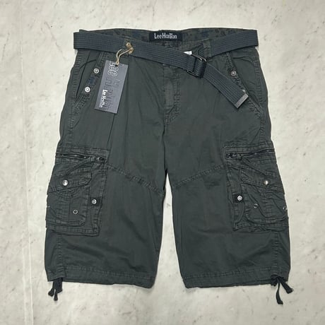 米国仕様 Lee HanTon リーハントン Cargo Shorts  ベルト付き カーゴショートパンツ ビンテージブラック (SJNS67)