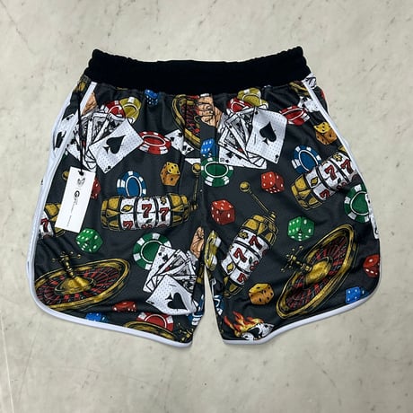 米国シカゴ発 Gunzinii ガンジーニ GUNZINII High Roller Shorts メッシュ ショートパンツ 総柄 (SJNS32)