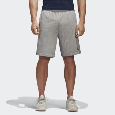 米国仕様 Adidas アディダス エッセンシャル 3ストライプ スウェット ショートパンツ グレー GYM Shorts