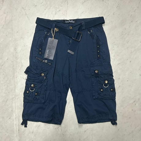 米国仕様 Lee HanTon リーハントン Cargo Shorts  ベルト付き カーゴショートパンツ 紺 (SJNS68)