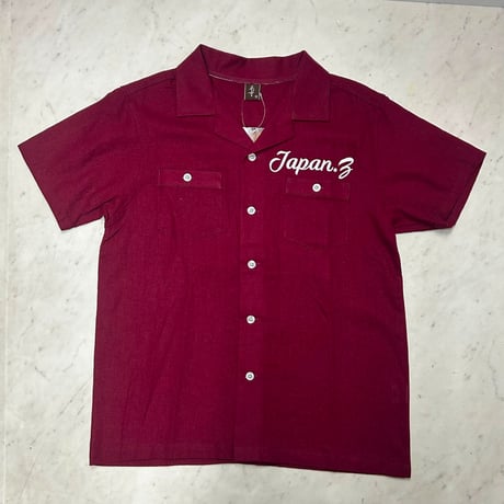 JAPAN 横須賀名物 スカシャツ 開襟シャツ SUKA Shirts 刺しゅう 鷹 鷲 HAWK ワイン色 (SKS1)
