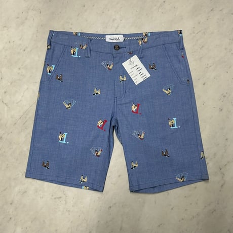 Diamond Supply Co. ダイヤモンドサプライ 総柄 Pin Up Girl ピンナップガール シャンブレ ショートパンツ (SJNS32)