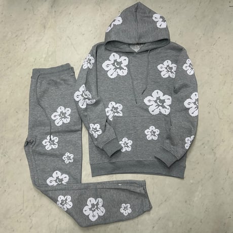 米国ブランド FWRD Denim NY 花柄 プルオーバー スウェット セットアップ Flower Sweatsuit (SET50)