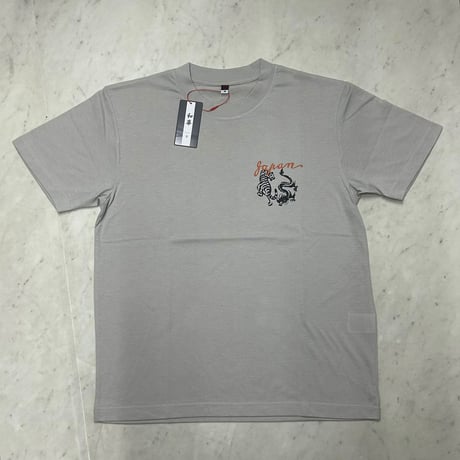 「纏え、スカジャン魂」 スカT 和柄Tシャツ 龍虎 Tiger Dragon 日本地図 Japan Map カーキ (JPT40)
