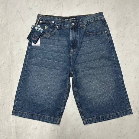 ROCAWEAR ロカウェア Denim Shorts ジーンズ ショートパンツ 刺繍ロゴ ウォッシュブルー (SJNS79)