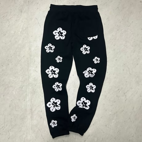 米国ブランド FWRD Denim NY 花柄 プルオーバー スウェット セットアップ Flower Sweatsuit 黒 (SET51)