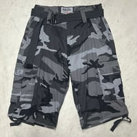 米国ブランド ABLANCHE アバランチ 迷彩 ベルト付き カーゴ Cargo ショートパンツ グレー (SJNS71)