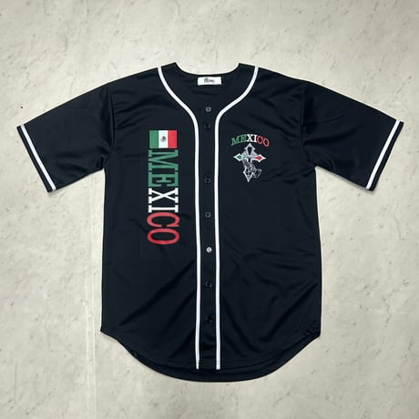 LA発 Mexico メキシコ 十字架 アンダーグラウンド グラフィック ベースボールシャツ (GFX-BB1)