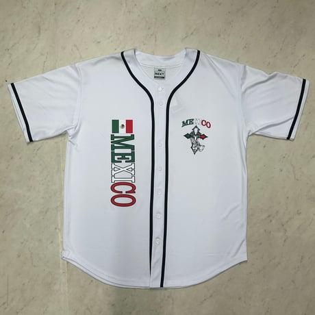 LA発 Mexico メキシコ 十字架 アンダーグラウンド グラフィック ベースボールシャツ (GFX-BB2)