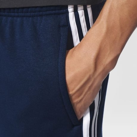 米国仕様 Adidas アディダス エッセンシャル 3ストライプ スウェット ショートパンツ 紺 GYM Shorts