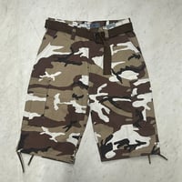 米国ブランド Regal Wear リーガルウェア 迷彩 ベルト付き カーゴ Cargo ショートパンツ 茶色 (SJNS76)