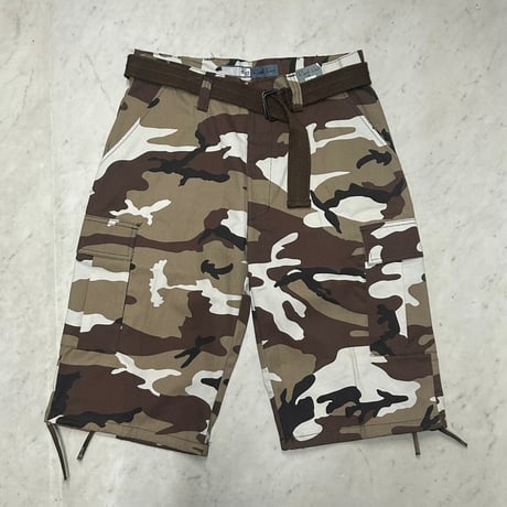 米国ブランド Regal Wear リーガルウェア 迷彩 ベルト付き カーゴ Cargo ショートパンツ 茶色 (SJNS76)